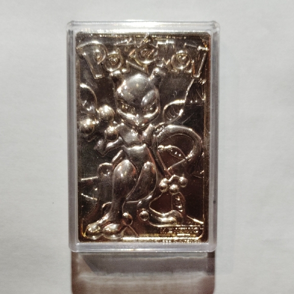 Pokemon Gold Metal Card with Mewtwo Design
